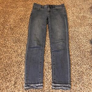 Ann Taylor The Skinny Ankle Jeans‎ Women's Size 0 Frayed Hem Dark Wash